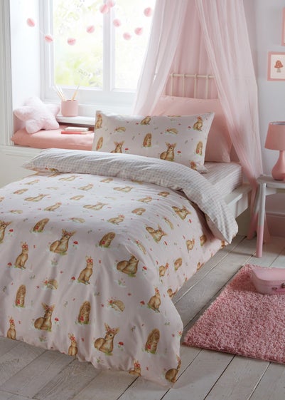 Bedlam Woodland Friends Soft Touch Pink Duvet Cover Set