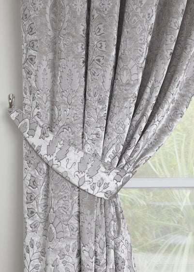 Curtina Trinity Velvet Silver Pair Of Curtain Tiebacks (66cm) - One Size