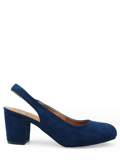 Where's That From Navy Edith Wide Fit Suede Block Heels