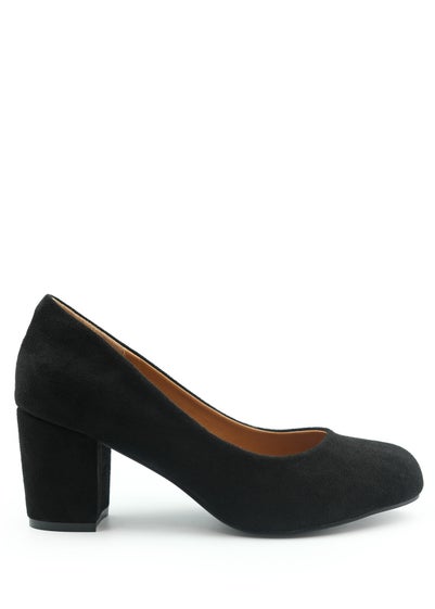 Where's That From Black Melrose Extra Wide Suede Court Shoes