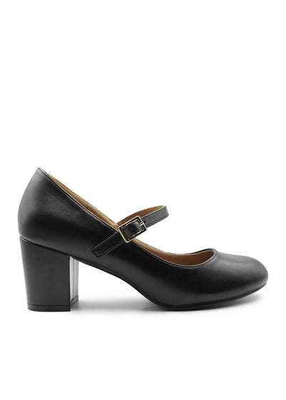 Where's That From Black PU Araceli Extra Wide Mary Jane Pumps