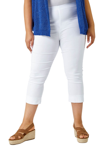 Roman White Curve Cropped Stretch Trouser