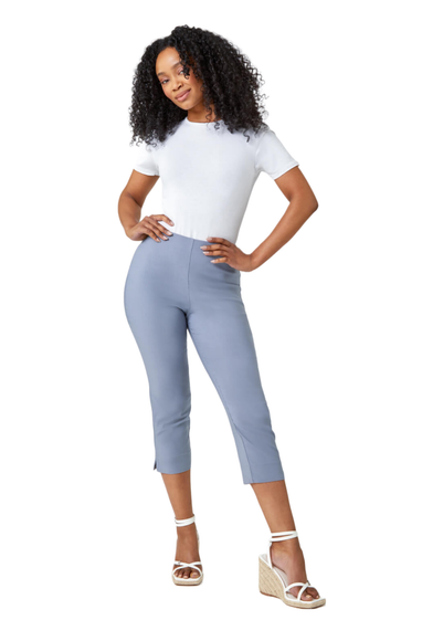 Roman Light Grey Petite Cropped Stretch Trouser