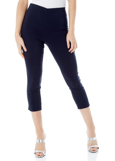 Roman Navy Blue Petite Cropped Stretch Trousers