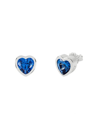 Radley London Silver Sterling Blue Stone Heart Stud Earrings