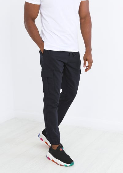 Brave Soul Navy Cotton Twill Cargo Trousers