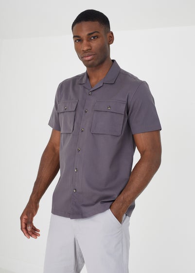 Brave Soul Grey Revere Collar Shirt