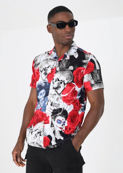 Brave Soul White Revere Collar Print Shirt