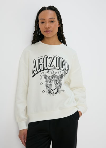 Cream Leopard Graphic Sweatshirt