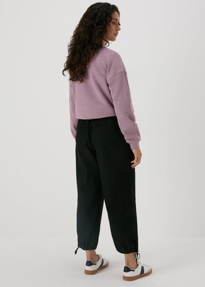 Black Poplin Crop Leg Trousers