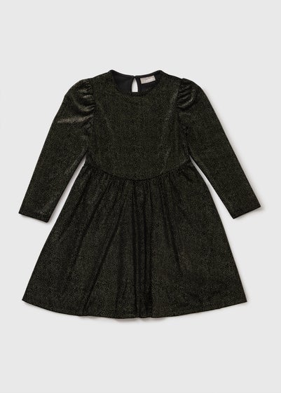 Girls Black Velvet Dress (7-15yrs)