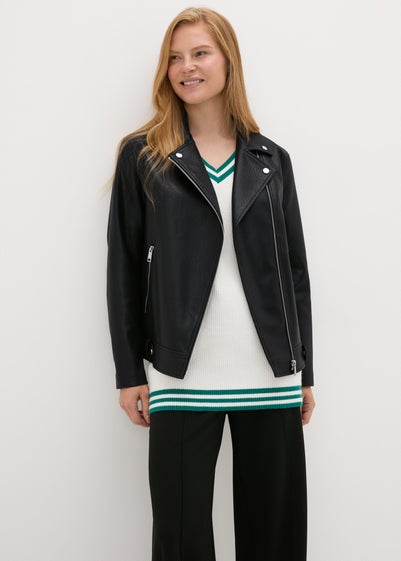 Black Faux Leather Biker Jacket