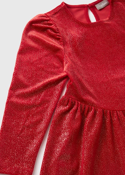 Girls Red Velvet Dress (7-15yrs)