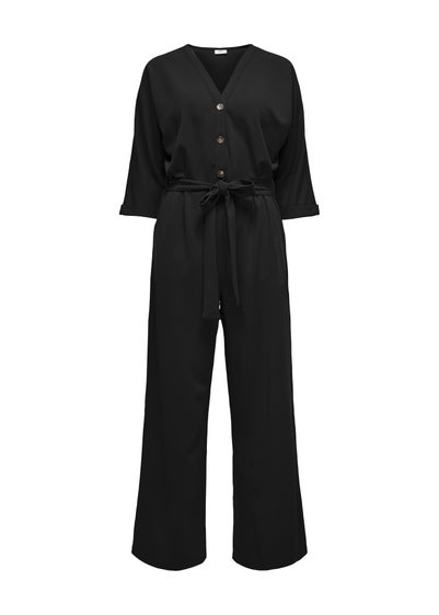 JDY Black Button V-Neck Jumpsuit