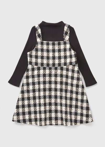 Girls Black Boucle Pinafore & Top Set (7-15yrs)