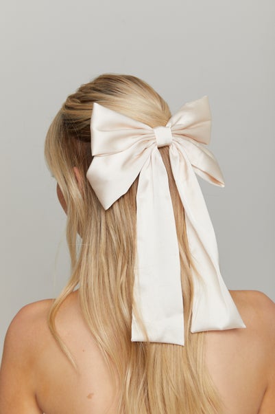 Madein Champagne Satin Bow Clip