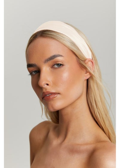 Madein Ivory Satin Ruched Headband