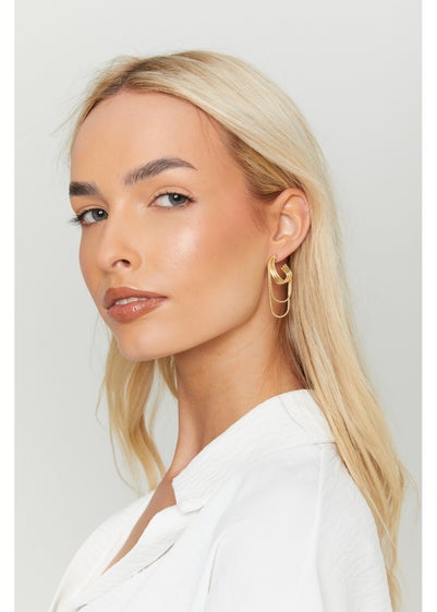 Madein Gold Chain Drop Hoop Earrings