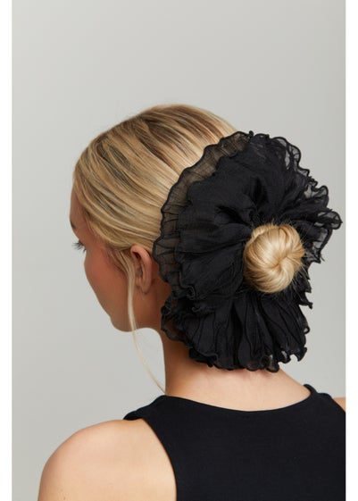 Madein Black Oversized Plisse Scrunchie