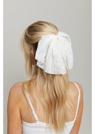 Madein Cream Jacquard Bow Clip