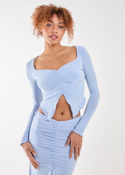 Pink Vanilla Blue Slinky Ruched Butterfly Top