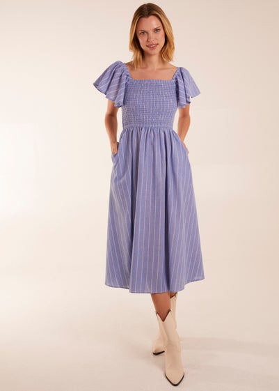 Blue Vanilla Blue Shirred Bust Stripe Midi Dress