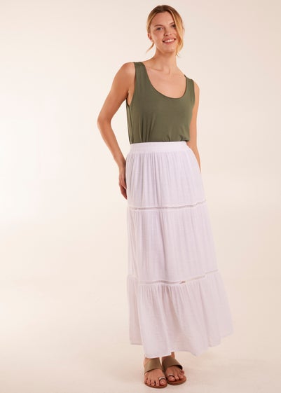 Blue Vanilla White Ladder Trim Maxi Skirt