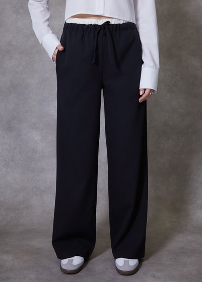 Threadbare Black "Fury" Boxer Waist Wide Leg Trousers