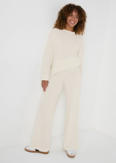 Cream Cable Knit Co Ord Trousers