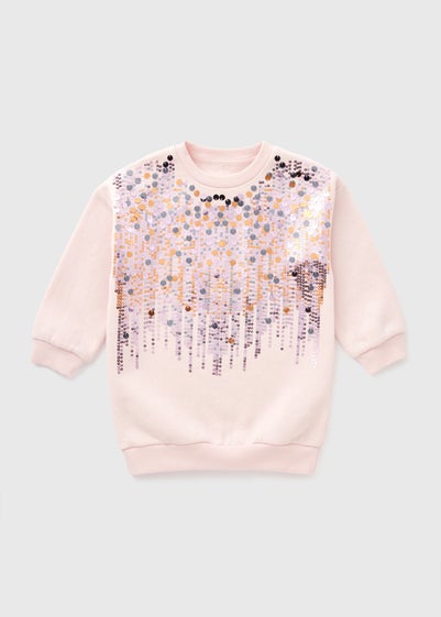 Girls Pink Sequin Sweatshirt Dress (1-7yrs)