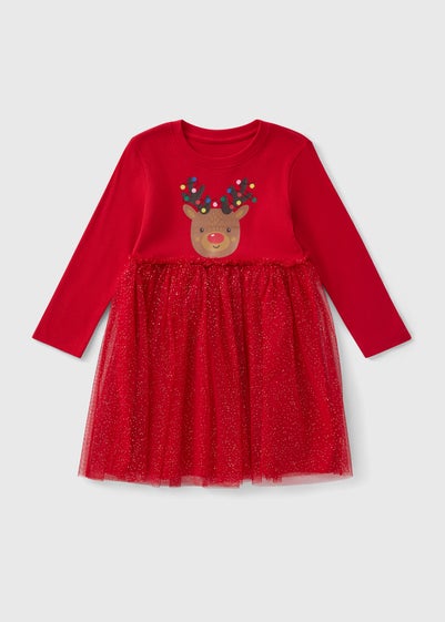 Girls Red Christmas Tutu Dress (1-7yrs)