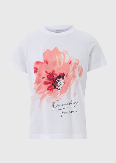 White Flower Graphic T-Shirt