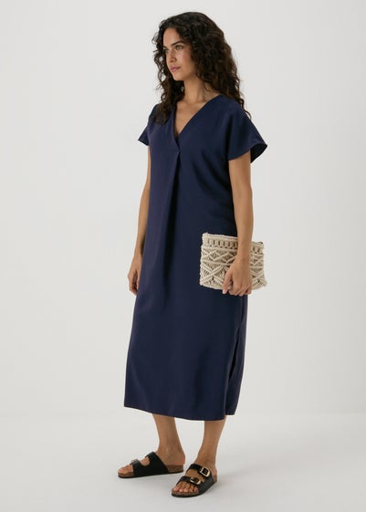 Navy V-Neck Kaftan Dress