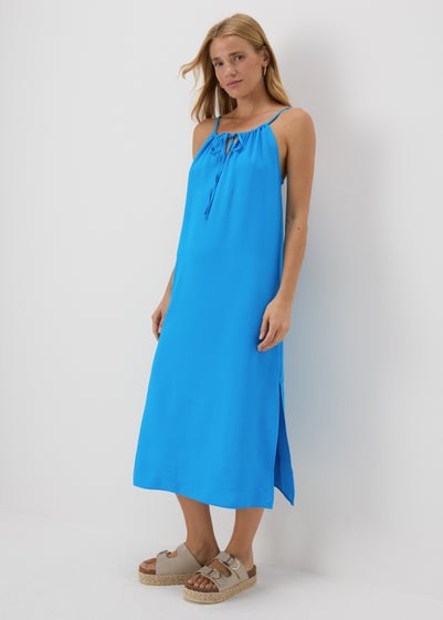 Blue Neck Tie Shift Dress