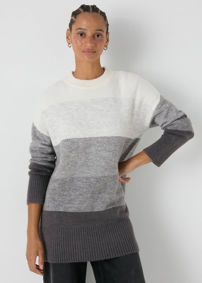 Grey Stripe Knitted Tunic