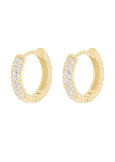 Golden Moments Sterling Silver Yellow Gold Plated CZ Band Hoops