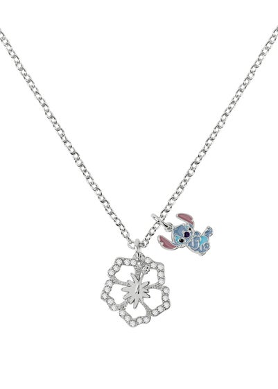 Disney Stitch Silver Flower Charm Necklace