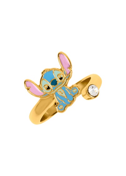 Disney Stitch Gold Plated Clear Stone Ring