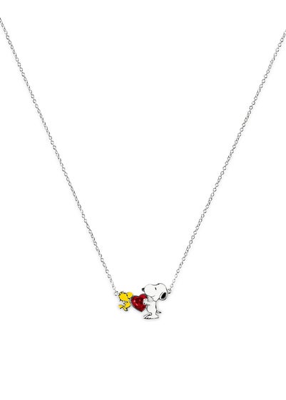 Peanuts Snoopy & Woodstock Heart Charm Necklace