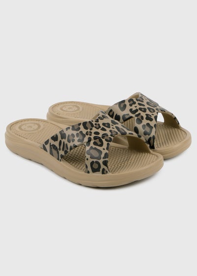 Totes Solbounce Leopard Cross Slide