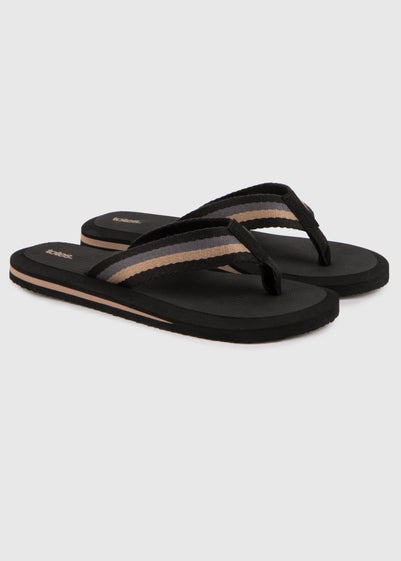 Totes Black Tape Toe Post Sandal