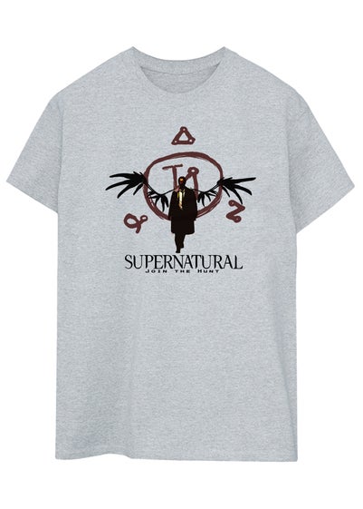 Supernatural Light Grey Logo Heather Printed Boyfriend Fit T-Shirt