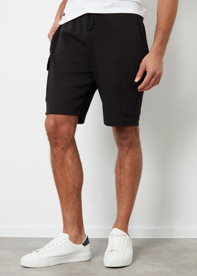 Threadbare Black Cargo Pocket Sweat Shorts