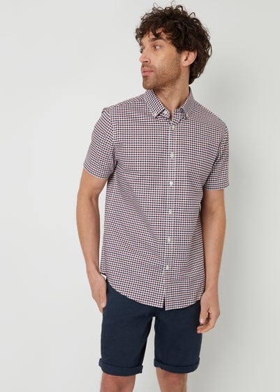 Threadbare Red Cotton Short Sleeve Check Shirt