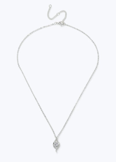 Muse Silver Cubic Zirconia Teardrop Necklace