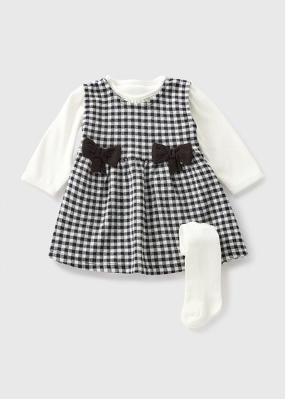 Baby Black Jacquard Dress & Tights Set (Newborn-23mths)