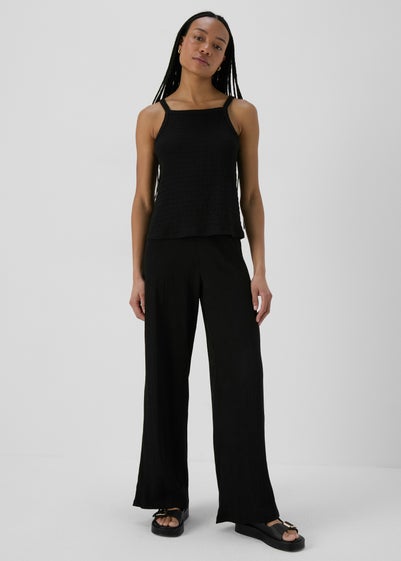 Black Textured Trousers