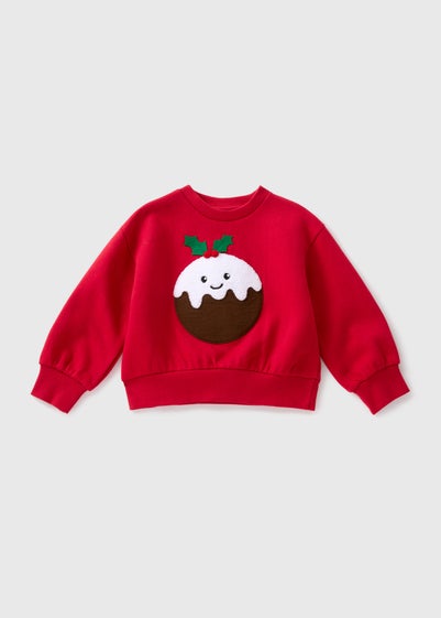 Boys Red Christmas Pudding Sweatshirt (1-7yrs)