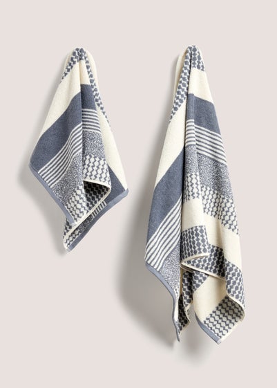 Blue Patterned Chevron Towels