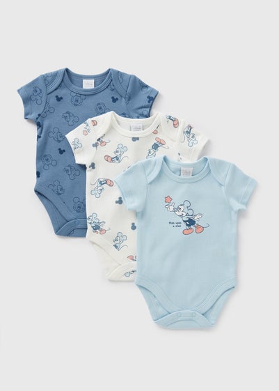 Disney 3 Pack Baby Mickey Mouse Bodysuits (Newborn-18mths)